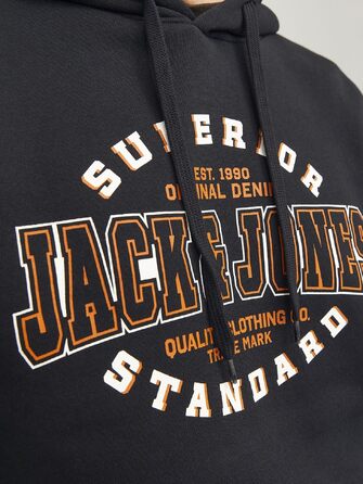 Чоловіча велика худі Jack & Jones Plus Size з логотипом, чорна