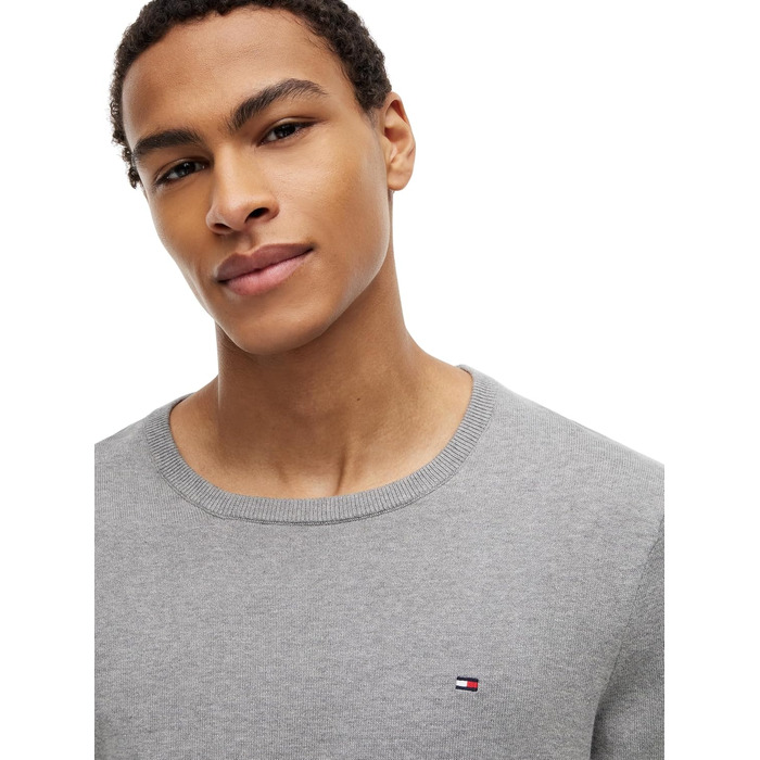Чоловічий бавовняний джемпер Tommy Hilfiger Essential Cotton Crew Neck сірого кольору (Medium Grey Heather), розмір 3XL