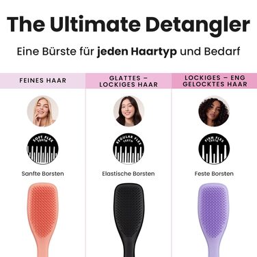 Щітка для волосся Tangle Teezer Ultimate Detangler для вологого та сухого волосся, розплутувальна щітка для всіх типів волосся, чорна