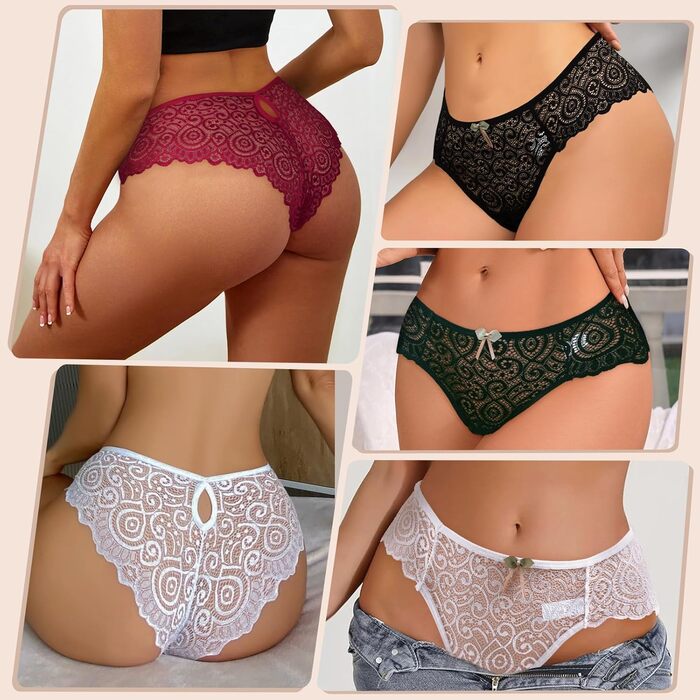 5-Piece Set Танга для жінок з мережива, сексуальна білизна, під одяг, труси, танга, дихаючі, безшовні, гіпстер, бікіні, панчіхи, спідня білизна, набір, розмір M