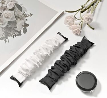 Еластичний тканинний ремінець для Google Pixel Watch 3 41mm, Pixel Watch 2, Pixel Watch, спортивний браслет-резинка для жінок, замінний ремінець (2 шт., S: 14-16.5 см, чорний/білий)