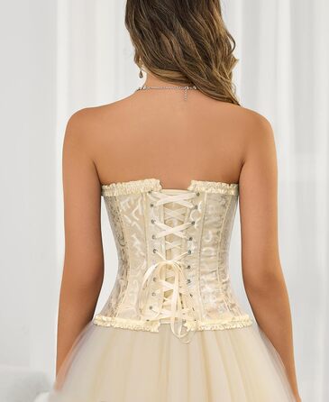 Жіночий корсет-бюстгальтер XZQTIVE з мереживом, з кісточками, готичний корсаж, бюстгальтер, топ XS, абрикосовий колір