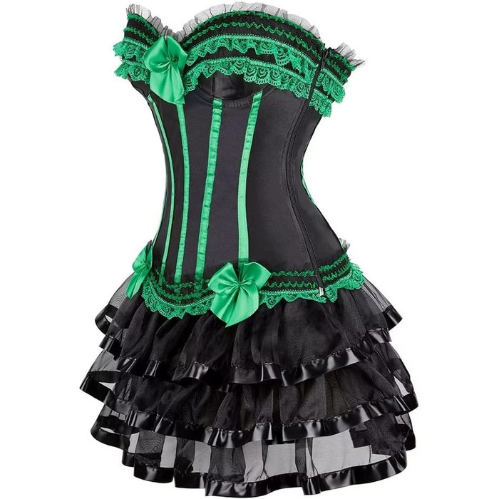 Корсетне плаття корсет, бюстєль, сексуальне, смугасте, мереживо, плаття корсет, готичний рок, жіноче плаття, бурлеск, 4XL, чорно-зелене