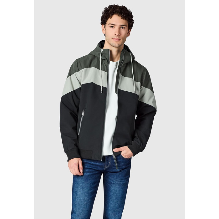 Чоловіча легка демісезонна куртка Ragwear Stewie Block: водонепроникна та дихаюча з капюшоном, колір Dark Olive, розмір S