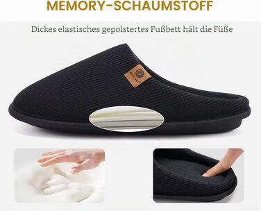 Чоловічі домашні капці ONCAI з ефектом пам'яті (Memory Foam), з підкладкою зі штучного хутра та гумовою підошвою для дому та вулиці, чорні, розмір 47 EU