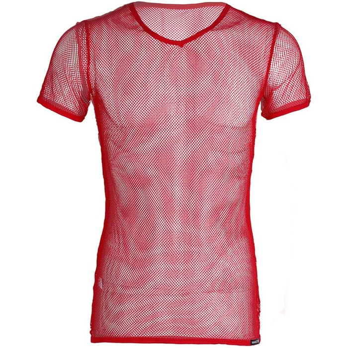 Чоловіча футболка з сітки для клубу, червона. М'яка, прозора, дихаюча. Ідеальна для танців та клубів.