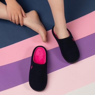 Жіночі домашні капці RockDove з ефектом пам'яті (Memory Foam), двоколірні, темно-синій та фуксія, розмір 38/39 EU