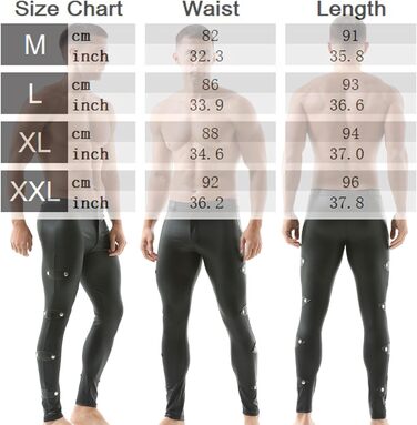 Чорні лосини з ефектом лакованого шкіряного покриття для чоловіків QiaTi, розмір XXL