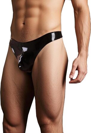 Чоловічі труси G-string з латексу GREEFEI, чорні, ручної роботи, Tanga, XL