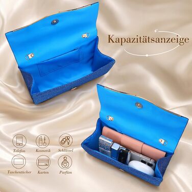 Жіночий вечірній клатч Abendhandtaschen з блискітками та паєтками, елегантна сумка-конверт з від’ємним ланцюжком для весілля та вечірок (синій)