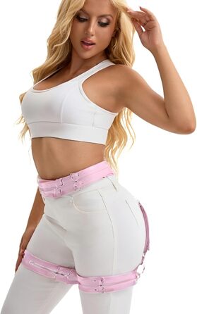 Жіночий готичний набір ременів на стегна з шкіри, регульовані панчохотримачі для нижньої білизни, косплей, карнавал, панк, вечірні образи (Рожевий)