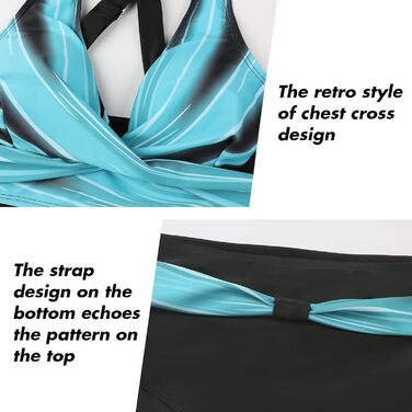 Жіночий двочастинний купальник Adigaber з V-подібним вирізом, квітковий принт, бікіні з животом, комплект M, синій у смужку