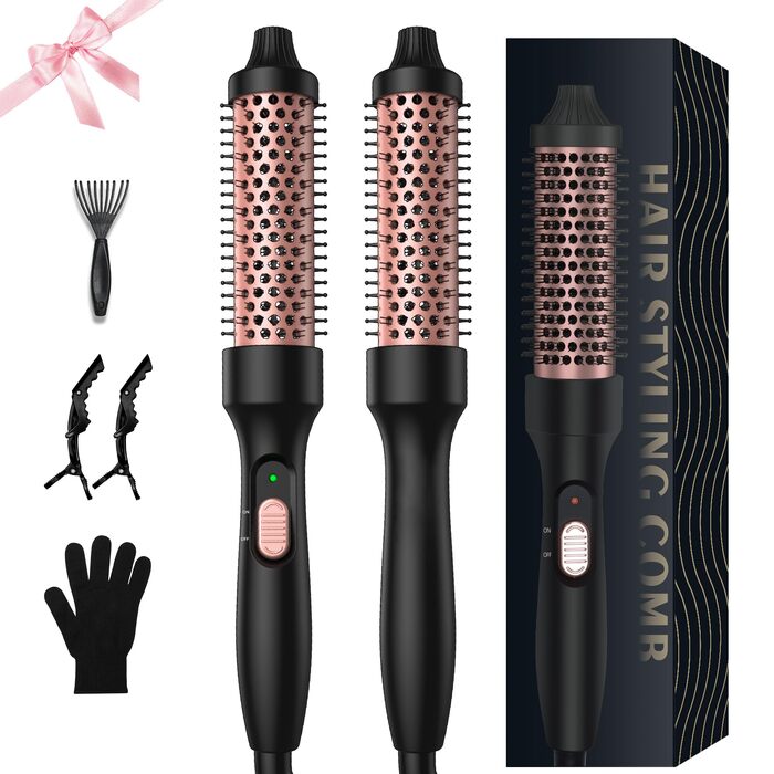 Мультистайлер для волосся 6 в 1 UKLISS Air Styler Set: фен з дифузором, насадки для завивки, круглі щітки та випрямляч, 1000 Вт, LCD-дисплей, жовто-чорний
