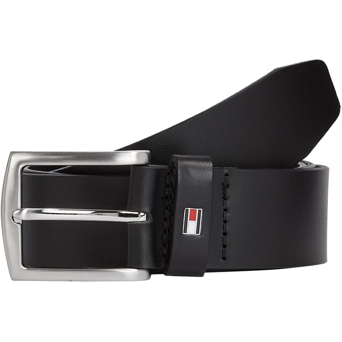 Чоловічий шкіряний ремінь Tommy Hilfiger New Denton 3.5, чорний, розмір 110
