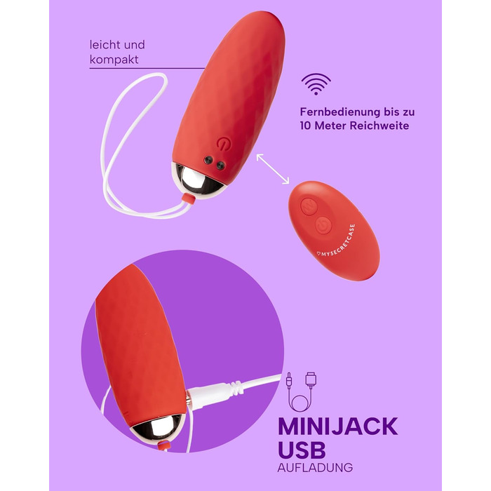 Vibro Ei для дорослих з пультом керування - вібратор для чоловіків, жінок та пар, стимулятор G-точки, червоний