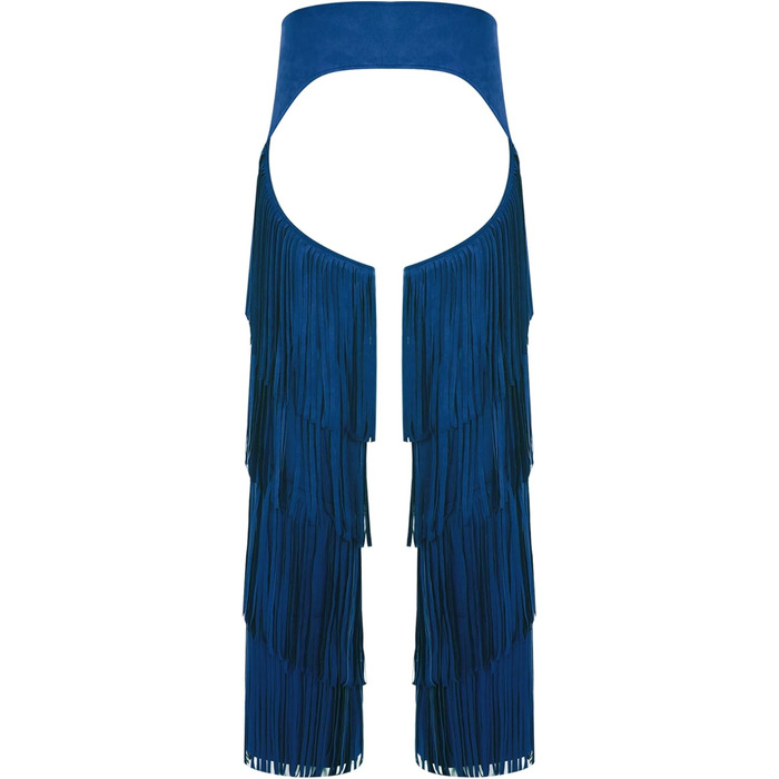 Чоловічі штани-ковбої MSemis з бахромою, відкриті на кроці, для карнавалу, фестивалів та тематичних вечірок, блакитні