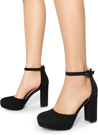 Жіночі туфлі-човники на високих підборах та платформі DREAM PAIRS, чорний нубук, розмір 37 EU