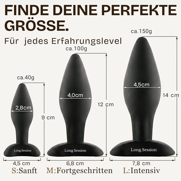 Анальний плаг-сет з безпечного силікону для жінок та чоловіків (3 розміри): 2.8см, 4.0см, 4.5см. Іграшки для анусу, набір для початківців та професіоналів, анальні розширювачі та плагі.