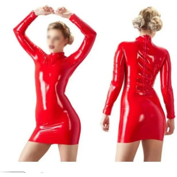 Чорне латексне плаття GAYLOP для жінок, прозоре, з блискавкою ззаду, розмір XL