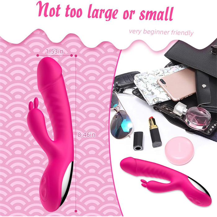 Вібратор силіконовий для G-точки з 10 режимами вібрації, нагріванням, для жінок. Кролик, рожевий. Інтимні іграшки