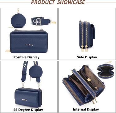 Жіноча сумка через плече HNOOM з екошкіри, стильна сумка-гаманець темно-синього кольору
