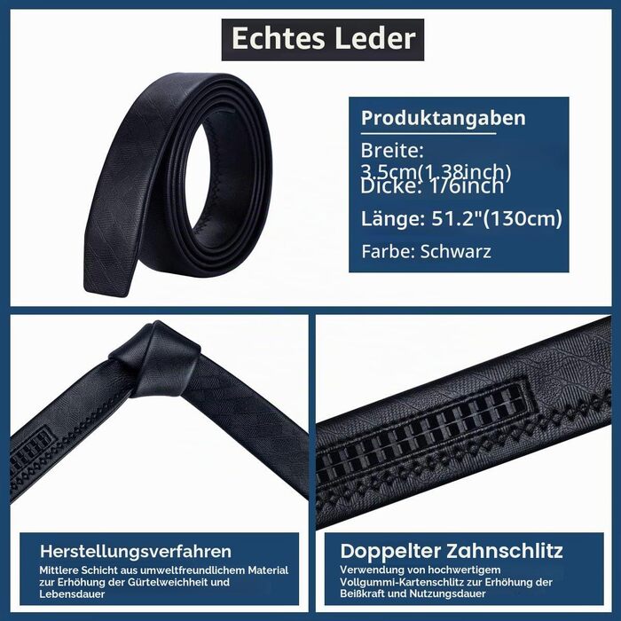 Чоловічий шкіряний ремінь Barry Wang з автоматичною пряжкою (35 мм), чорний з золотим орлом, довжина 130 см, подарунковий набір для бізнесу та кежуал
