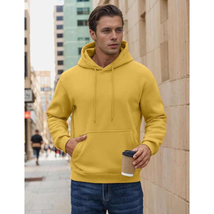 Чоловіче худі COOFANDY з капюшоном, теплий флісовий світшот (Жовтий, XXL)