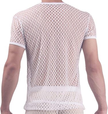 Футболка чоловіча літня сітчаста, короткий рукав, Slim Fit, дихаюча, для клубів та повсякденного носіння