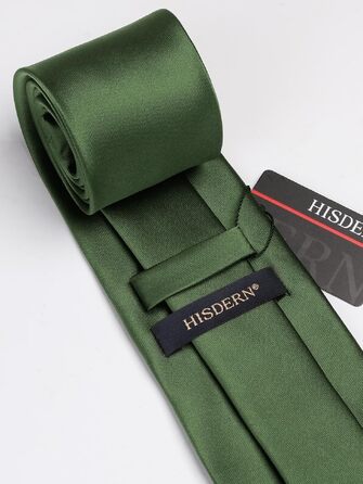 Набір чоловічої однотонної краватки та кишенкової хустки HISDERN для весіль та вечірок, темно-зелений, універсальний розмір