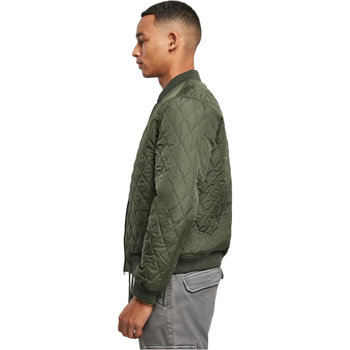 Чоловіча стібана куртка Urban Classics Diamond Quilt Jacket, оливкова, розмір 3XL
