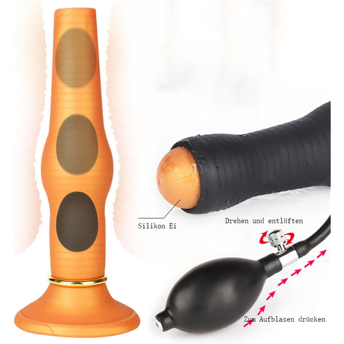 Надувний силіконовий анусный плагін Soarvlorfy – великий овипозитор, бутплъг з отвором, надувні анальні кулі, дилататор, мастурбатор для дорослих (жінок та чоловіків), золотий колір