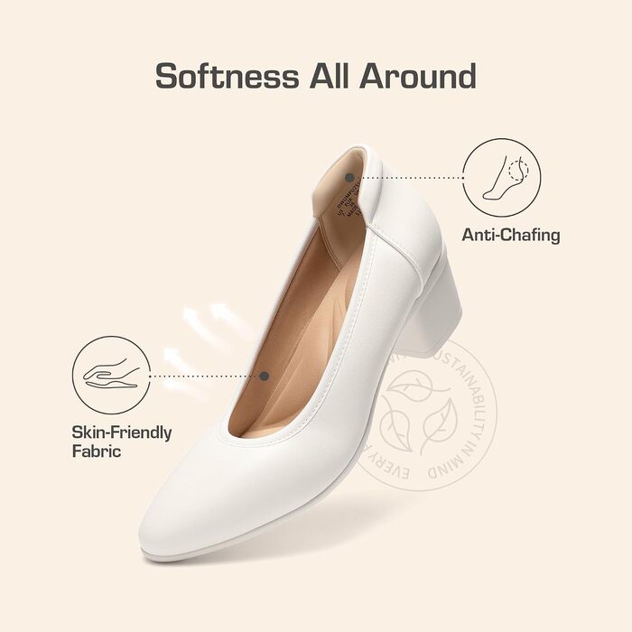 Жіночі туфлі-човники Dream Pairs з закритим носком, білі, розмір 36.5 EU