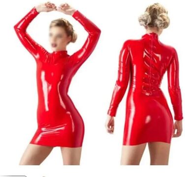 Чорне латексне плаття GAYLOP для жінок, прозоре, з блискавкою ззаду, розмір XL