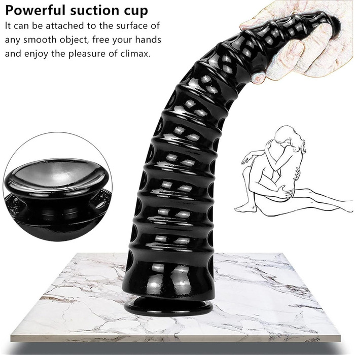 Анальний плагін YXBLV Extra Large 33см з присоскою для масажу G-точки та простати. Іграшка для дорослих, чорний.