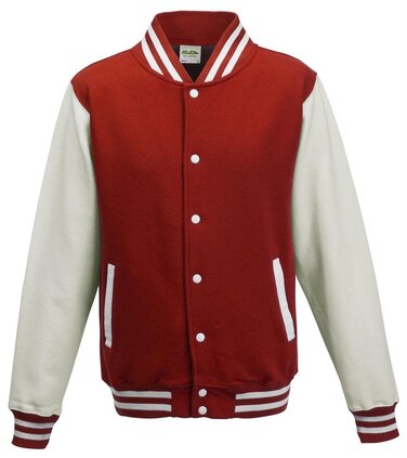 Чоловіча куртка-бомбер Varsity Jacket Just Hoods by AWDis, червона, розмір M