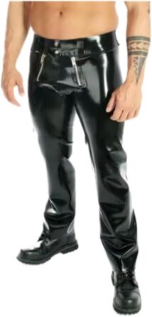 Штани з латексу GAYLOP для чоловіків, сексуальний дизайн, кодопіс, чорний колір, ручної роботи, косплей, розмір L