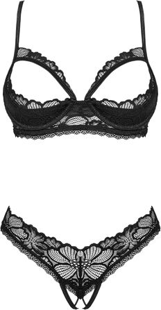 Сексуальний жіночий комплект білизни Selente Love & Fun: бюстгальтер, труси та шовкова маска для очей (XS-S, чорний мереживний)