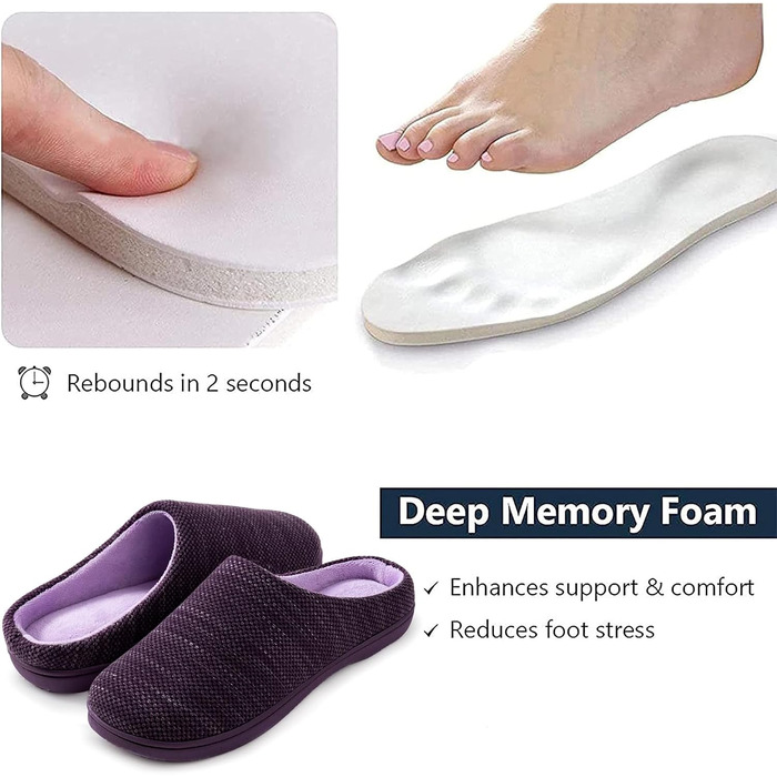 Жіночі домашні капці RockDove з ефектом пам'яті Memory Foam, в'язані (Birdseye Knit), колір баклажан, розмір 38/39 EU