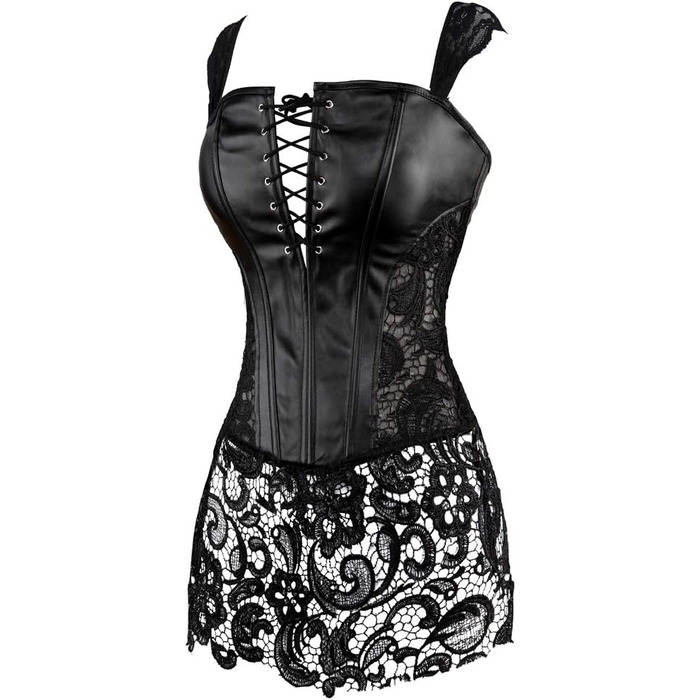 Корсетне плаття Grebrafan з мережива для пишних форм, чорне, розміри 36-38