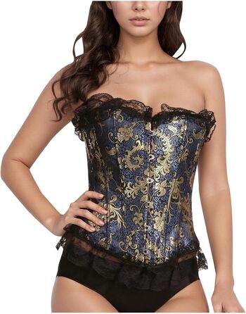 Жіноче корсетне приглудне (XL), блакитне - класична корсетна сукня з мереживом для формування талії