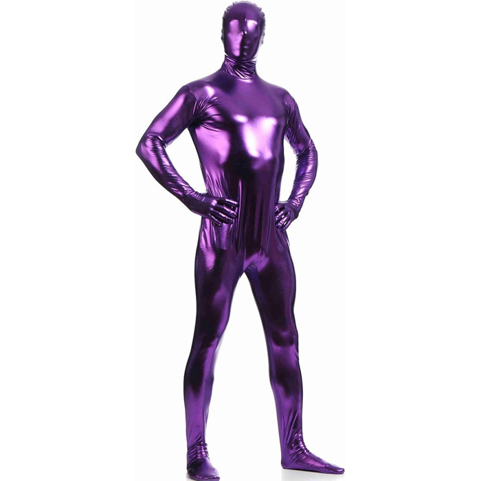 Чоловічий латексний комбінезон-кальсони з блискавкою для клубу, Хелловін, сцени (фіолетовий, XXL)