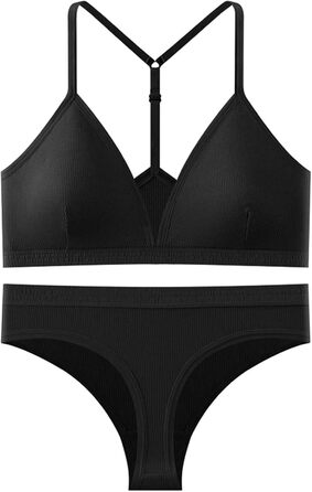 Бюстгальтер-бралетта з високою талією та трусики з високою посадкою, чорний, XL, еластичний - для спорту та повсякденного носіння