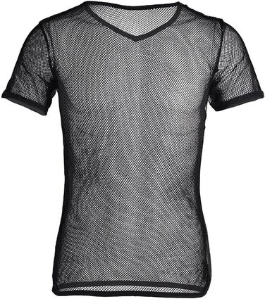Чоловіча літня футболка з сіткою - прозора спортивна футболка для чоловіків, чорна (L)