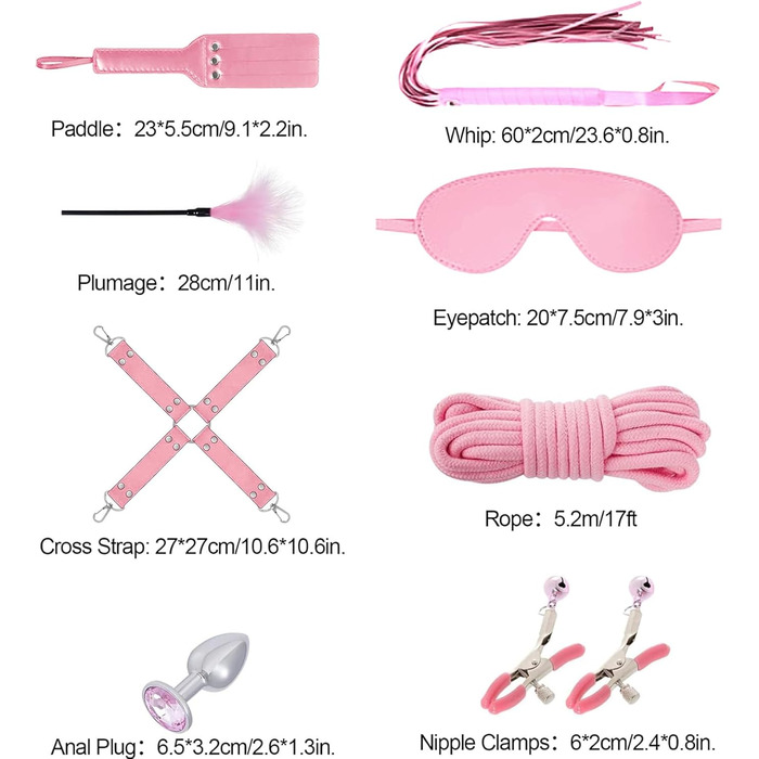 Набір для БДСМ-фетишу: мотузки, наручники, петиш, іграшки для дорослих (рожевий)