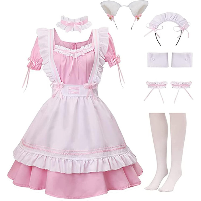 Костюм горничної MaxToonrain: Французьке плаття в стилі аніме Лоліта, костюм для жінок та дівчат, розмір XL, колір B-rosa