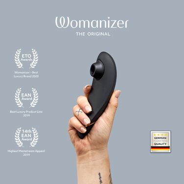 Womanizer Premium - вібратор для клітора з ефектом пульсації | Інтимна іграшка для жінок | Чорний, золотий