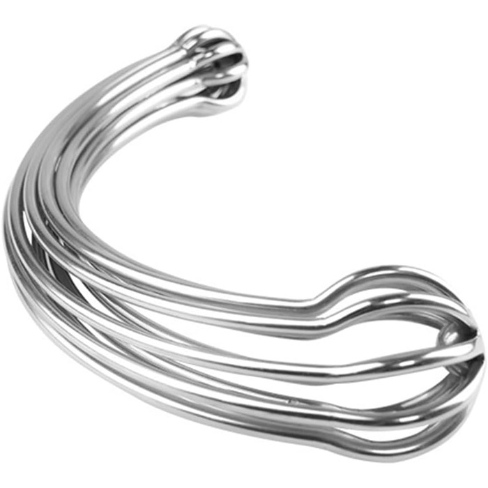 Анальний стимулятор з подвійним наконеччям для чоловіків та жінок, металевий, L, срібний