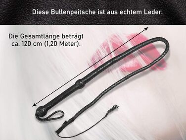 Кожаний батіг Bull Whip 120 см: міцний, з одним кінчиком, створює гучний звук