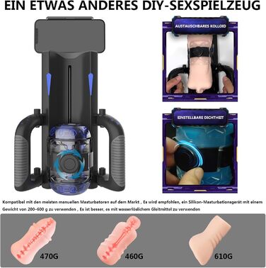 Електричний масажер для чоловіків, складний, з подвійним руків'ям, знімні насадки, чорний