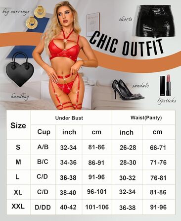 Комплект жіночої білизни RLOVE: бюстгальтер, труси, 6 шт., чорний (L, Живий червоний)